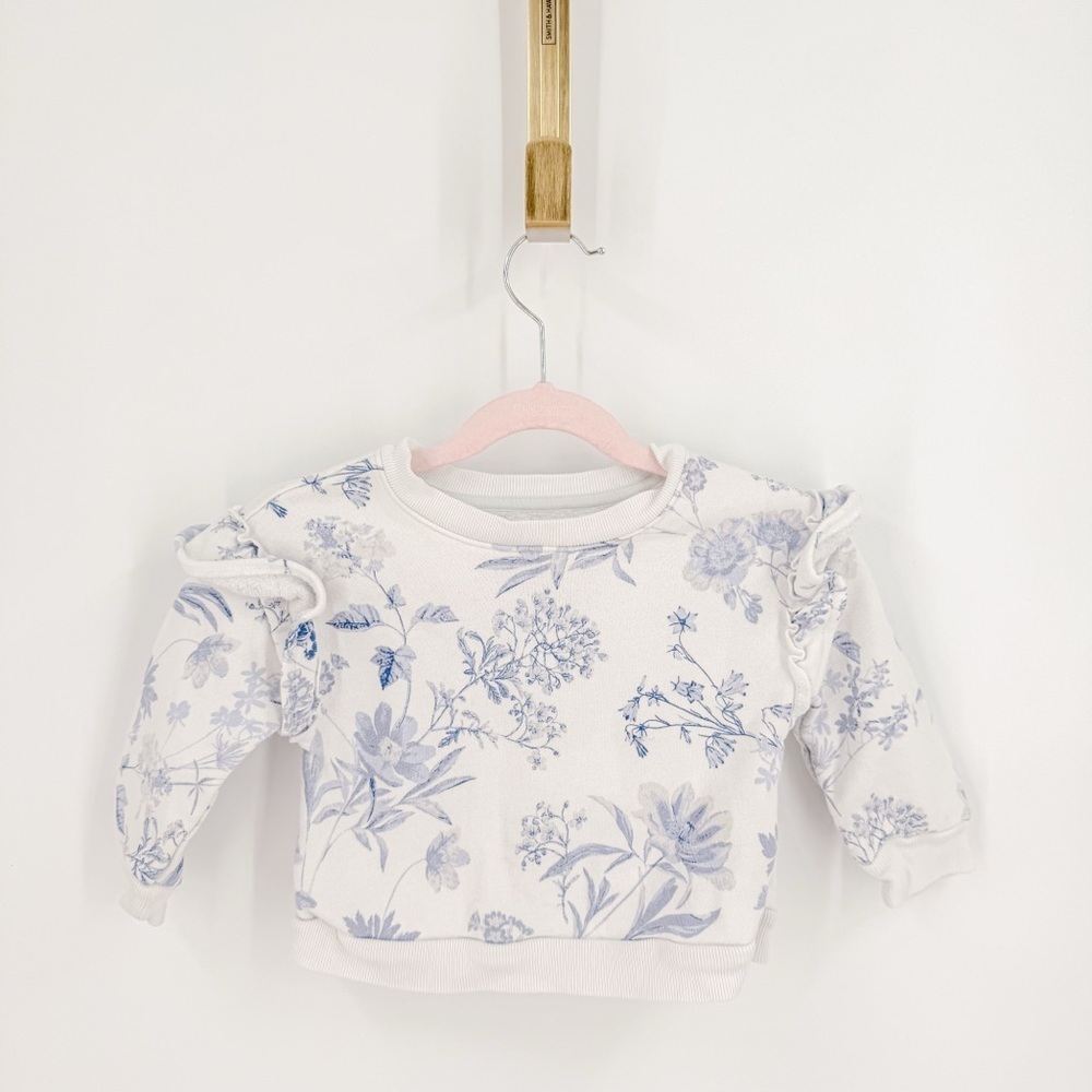 GAP Baby White and Blue Floral Sweater